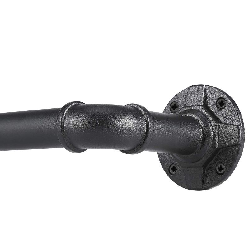 Photo 1 of 1 Inch Industrial Curtain Rod, Curtain Rods for Windows 28 to 48 Inch, Rustic Wrap Around Curtain Rod, Fits for Blackout Curtain, Indoor and Outdoor, Size: 28-48 Inch, Matte Black Matte Black 28-48 Inch
