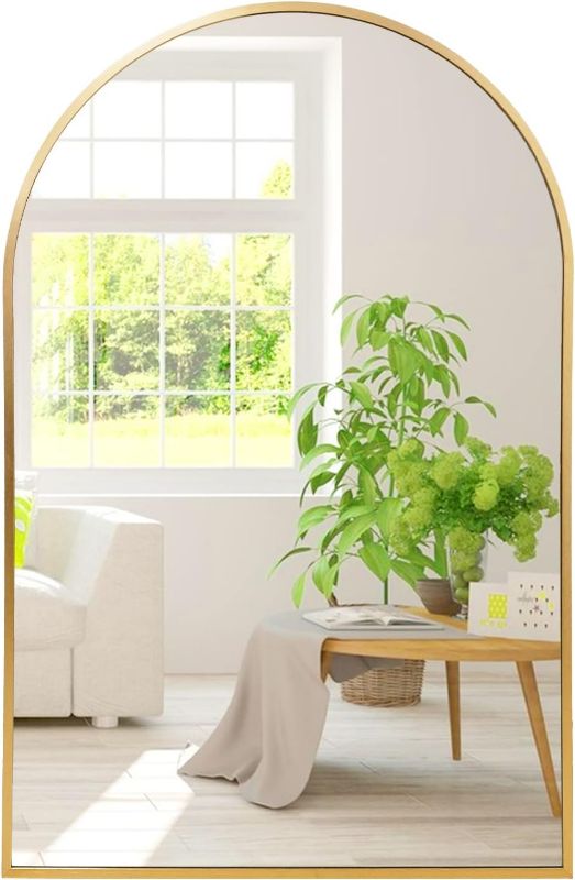 Photo 1 of Amgngala Gold Arched Mirror 20" x 30" Gold Wall Mirror for Bathroom, Arch Mirror Gold Mirror for Bedroom, Living Room, Entryway, Salon
