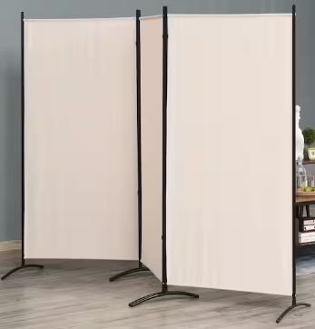 Photo 1 of 1.65 ft. Beige 3-Panel Room Divider
