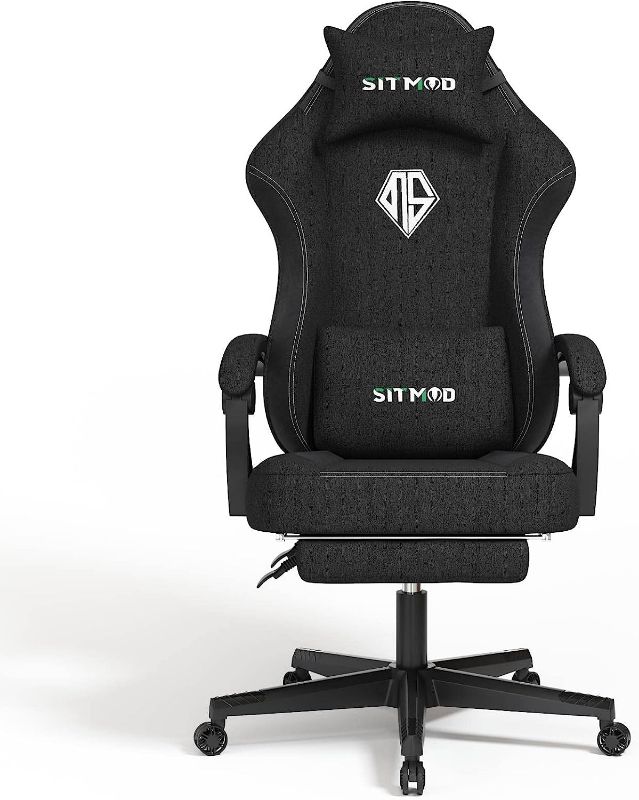 Photo 1 of SITMOD Gaming Chair with Footrest-PC Computer Ergonomic Video Game Chair-Backrest and Seat Height Adjustable Swivel Task Chair for Adults with Headrest and Lumbar Support