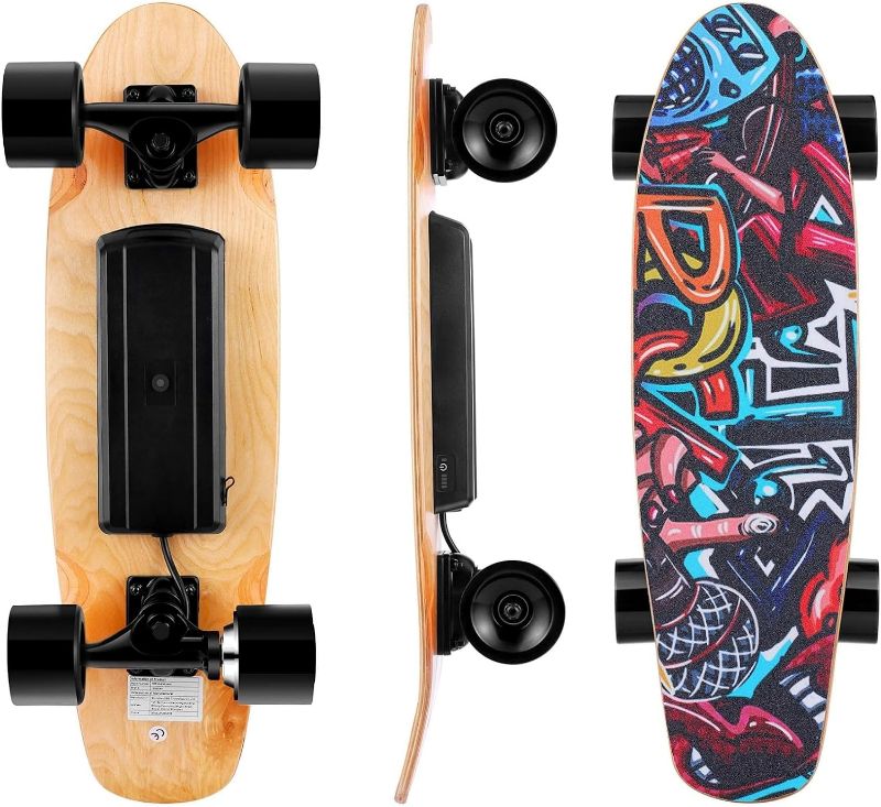 Photo 1 of  Electric Skateboard with Remote Control, 12.4 MPH Top Speed, 7 Layers Maple Electric Longboard, Built-in Intelligent BMS E Skateboards for Teenager and Adults