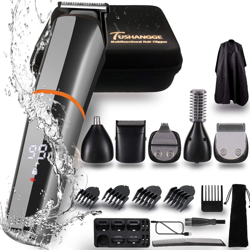 Photo 1 of TUSHANGGE Beard Trimmer for Men Electric Razor Waterproof Professional Hair Clippers 6 in 1 Cordless Grooming Kit USB Rechargeable with Travel Case
