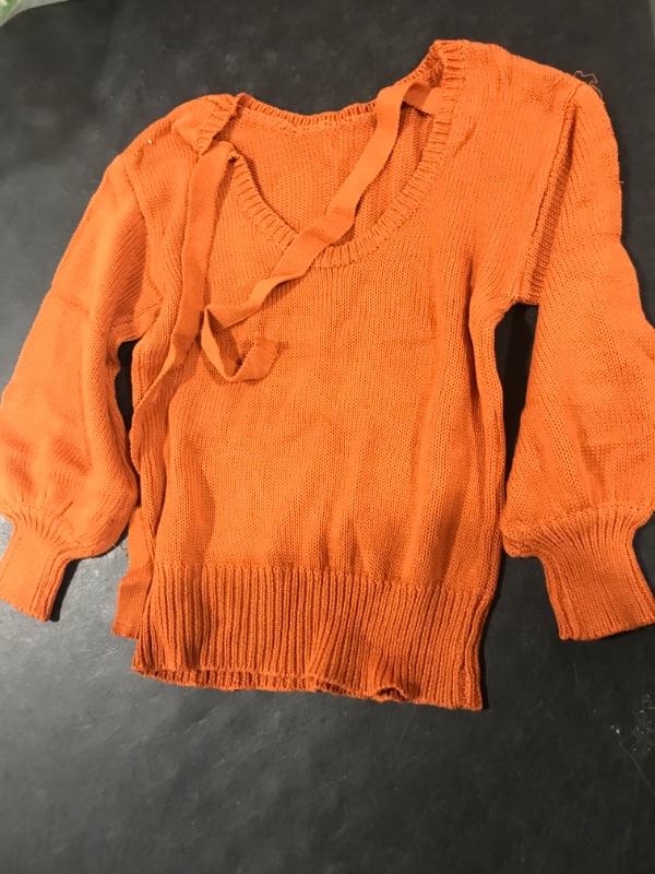 Photo 1 of Asvivid Women Criss Cross V Back Sweaters Fall Trendy Long Sleeve Crewneck Knitted Pullover Jumper Top Small G Orange