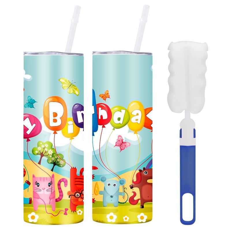 Photo 1 of 2pack sublimation tumblers 20oz skinny double wall insulated stainless steel, lid straw, heat press bulk sublimation blanks ,travel mug giftable sets. White C-10