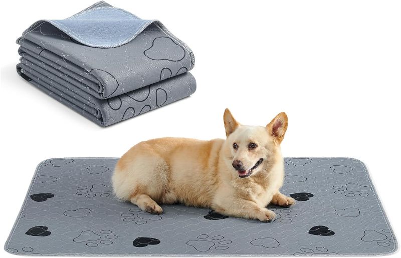 Photo 1 of  Washable Pee Pads for Dogs, 2 Pack, Reusable Dog Pads, 36 x 34 Inches, M, Waterproof Pet Training Pads, Leakproof, Non-Slip, Super Absorbent, for Dogs, Cats, Rabbits, Gray 