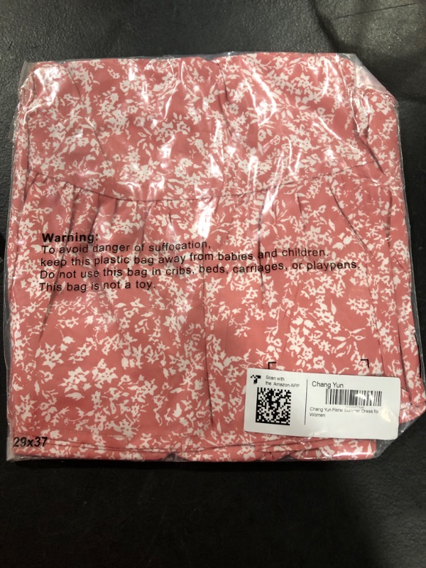 Photo 1 of Chang Yun Floral Summer Dress for Women Short Sleeve Wedding Guest Dresses Boho Sun Short Square Neck Mini Dress Medium V Neck-pink SMALL