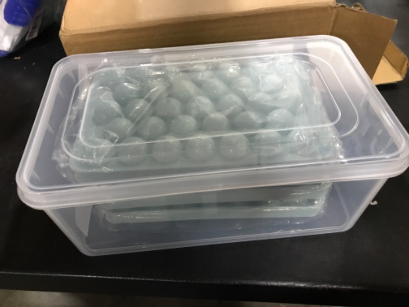 Photo 2 of YSBYWSYR Round Ice Cube Trays, Upgraded Ice Trays for Freezer with Lid and Bin, Small Circle Ice Cube Mold Tray Making 99PCS x 1.0IN Sphere Ice Chilling Cocktail Whiskey (3 Trays 1 Ice Bin & Scoop)
