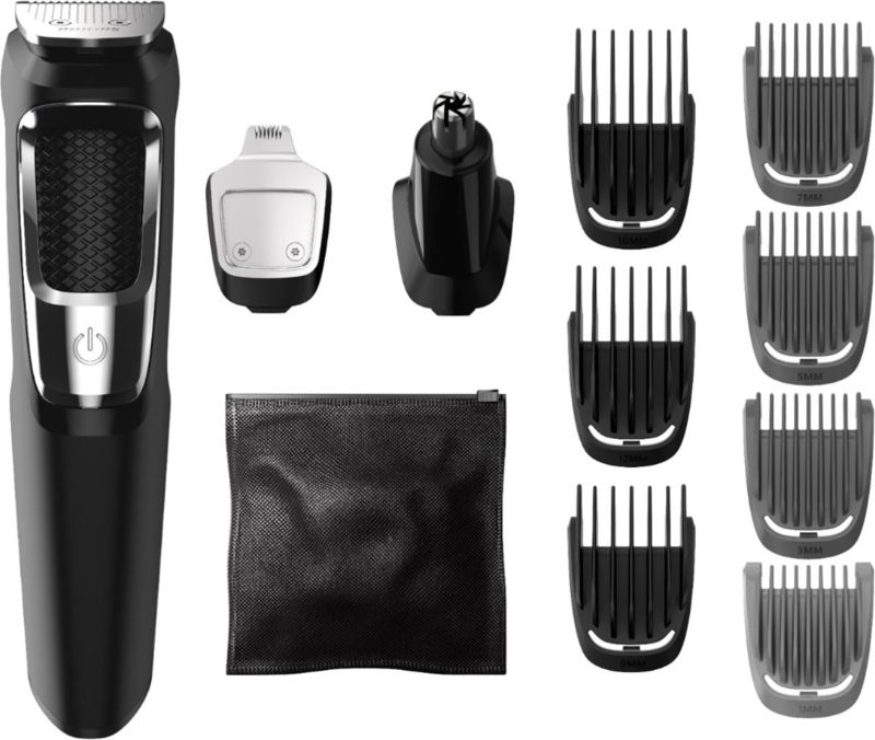 Photo 1 of Philips Norelco - Multigroom 3000 Beard, Moustache, Ear and Nose Trimmer - Black/silver
