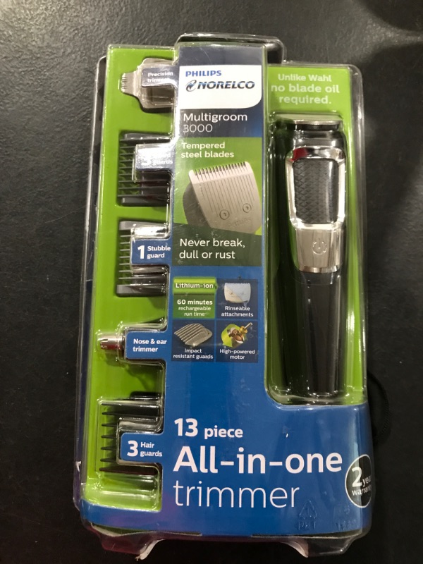 Photo 1 of Philips Norelco - Multigroom 3000 Beard, Moustache, Ear and Nose Trimmer - Black/silver
