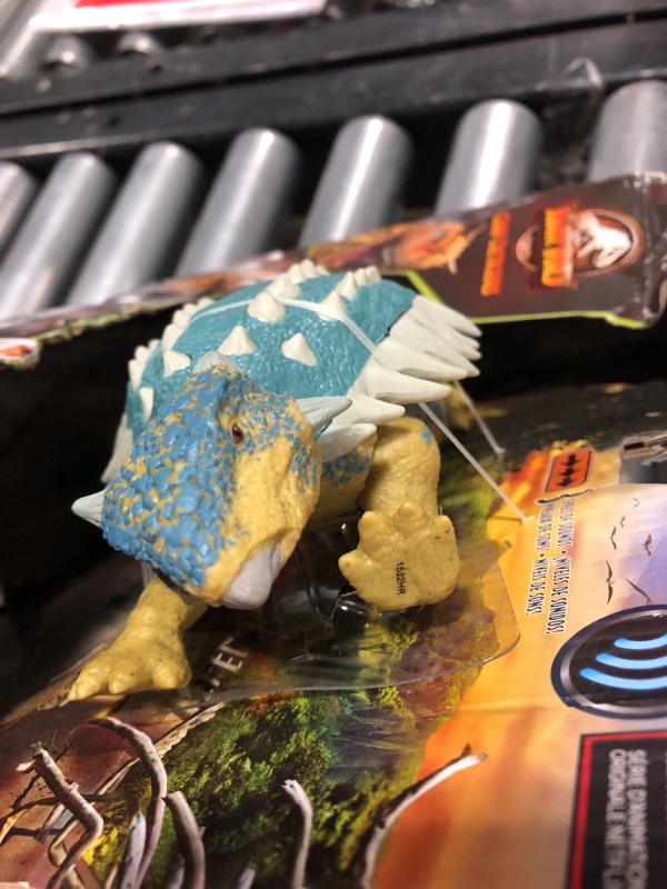 Photo 1 of Mattel Jurassic World Toys Camp Cretaceous Roar Attack Ankylosaurus Bumpy Dinosaur Action Figure, Toy Gift with Strike Feature and Sounds