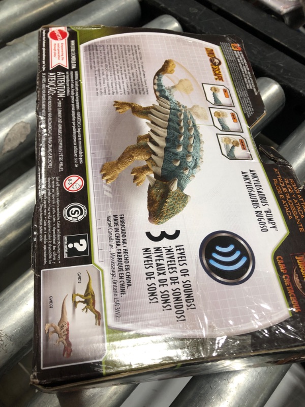 Photo 1 of Mattel Jurassic World Toys Camp Cretaceous Roar Attack Ankylosaurus Bumpy Dinosaur Action Figure, Toy Gift with Strike Feature and Sounds