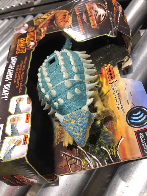 Photo 1 of Mattel Jurassic World Toys Camp Cretaceous Roar Attack Ankylosaurus Bumpy Dinosaur Action Figure, Toy Gift with Strike Feature and Sounds