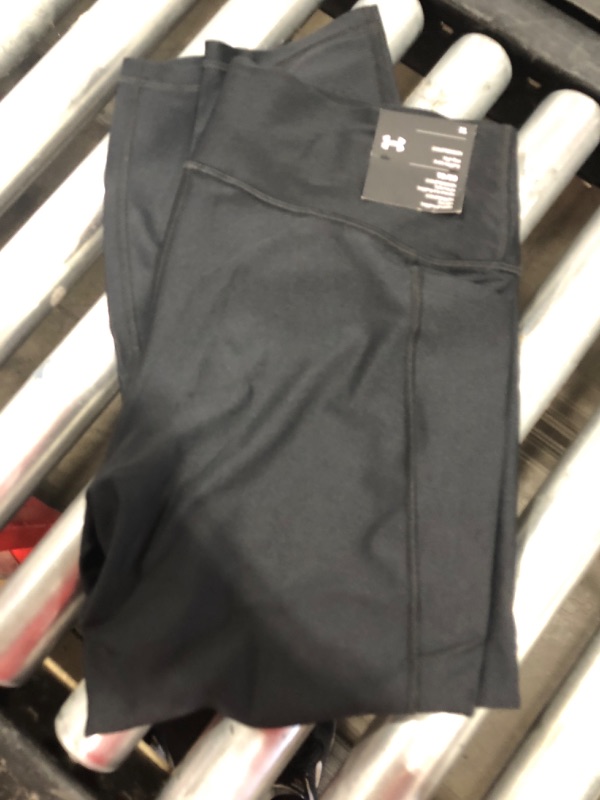 Photo 2 of [Size XL] Under Armour Women's HeatGear High Waisted Ankle No-Slip Leggings Black (001)/White X-Large