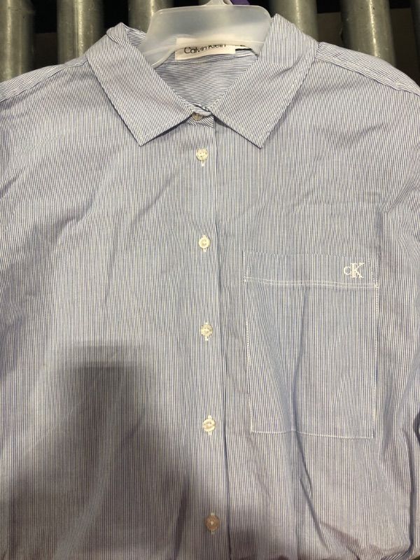 Photo 1 of [Size XXL] Calvin Klein Men's Long Sleeve Button Up- Blue Stripes