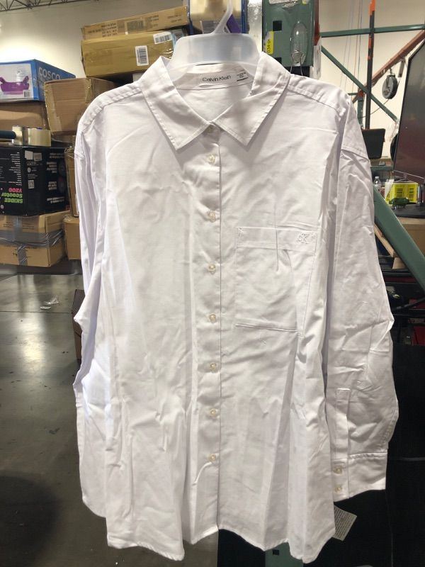 Photo 2 of [Size XXL] Calvin Klein Men's Long Sleeve Button Down Dress Shirt- White