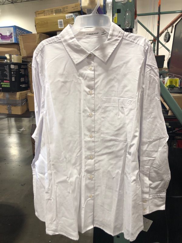 Photo 2 of [Size XL] Calvin Klein Men's Long Sleeve Button Down Dress Shirt- White