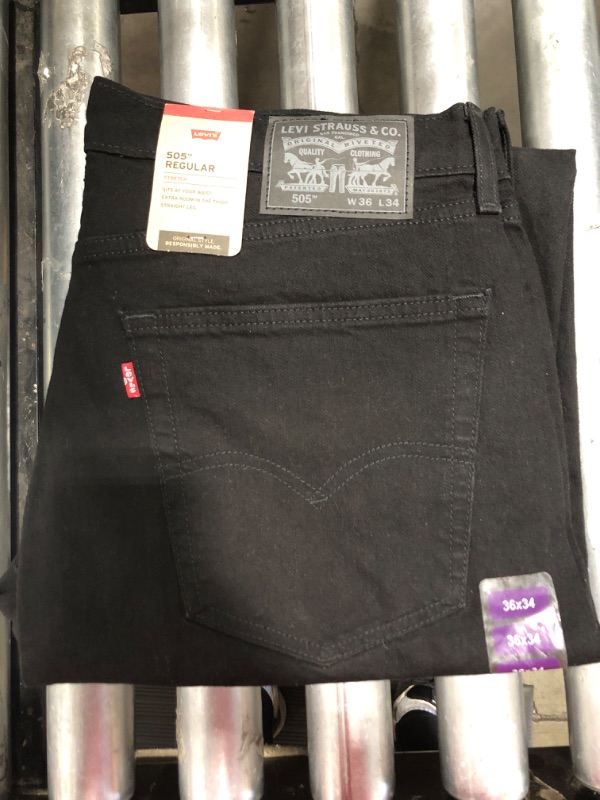 Photo 2 of [Size 346x34] Levi's Men's 505 Regular Fit Jeans -Black