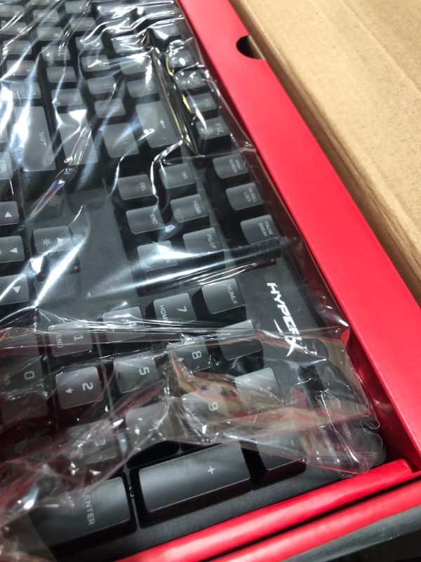 Photo 4 of HyperX Alloy Origins - Mechanical Gaming Keyboard, Software-Controlled Light & Macro Customization, Compact Form Factor, RGB LED Backlit - Linear HyperX Red Switch & Pulsefire Haste – Gaming Mouse Black Full Size HyperX Red Keyboard + Pulsefire Haste Gami