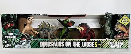 Photo 1 of Dinosaurs On The Loose, Create Epic Battles with 5 Jurassic Dinosaurs, Lights & Sounds, Full Portable for Play Dates
