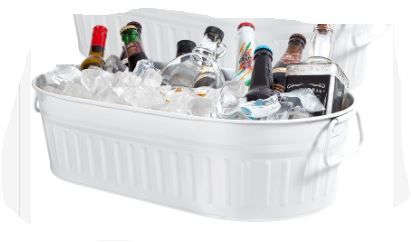 Photo 1 of 1 Galvanized Beverage Tub Galvanized Bucket Metal Ice and Drink Bucket with Handles Galvanized Tub for Parties Farmhouse Home Pool Bar (White)  1 ONLY