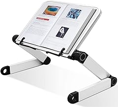 Photo 1 of Extra Large Book Stand Adjustable for Bed Sofa,Multifunctional Laptop Stand Book Holder with Page Clips,Ergonomic Multi Heights Angles Adjustable,Cooking Book Stands for Heavy Textbook Portable 19.5 x 10 inches Black