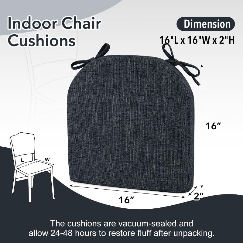 Photo 1 of 3 PC Indoor Chair Cushions for Dining Chairs, Soft and Comfortable Textured, Dark Grey