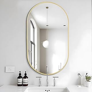 Photo 1 of 
COFENY Oval Mirror, 17"x30" Gold Bathroom Mirror with Metal Frame, Wall Mount Mirrors Decor for Bedroom Living Room?Entryway Hangs Horizontal or Vertical
