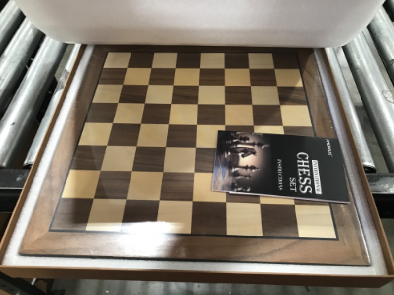 Photo 3 of AMEROUS 17 Inches Wooden Chess Board Only, Professional Tournament Chess Board Large with Gift Package - Chess Rules, Beginner Chess Board Game for Kids, Adults