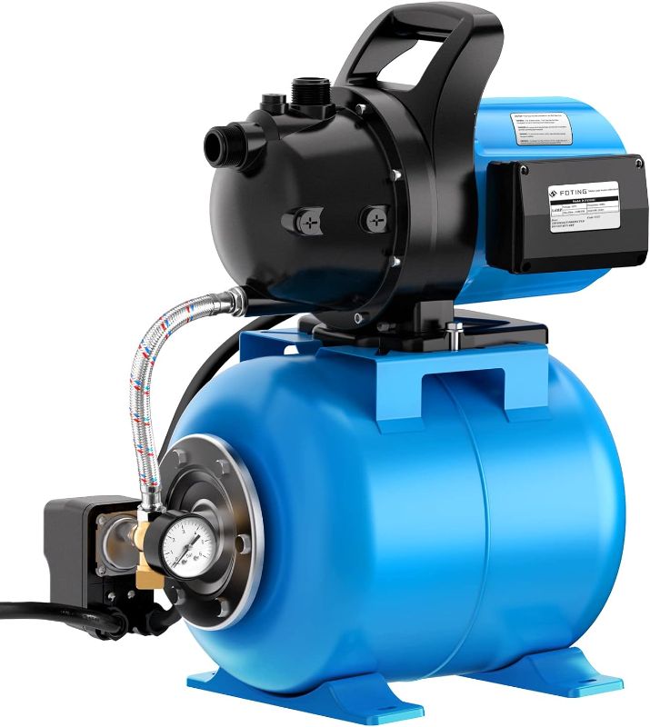 Photo 1 of 1.6HP Shallow Well Pump with Pressure Tank, 1268GPH 115V Irrigation Jet Pump, Automatic Booster Sprinkler System, Stainless Steel Automatic Water Booster Jet Pump for Home, Garden, Lawn