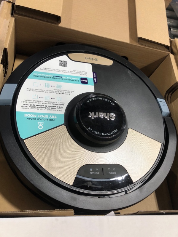 Photo 3 of Shark AI Ultra 2in1 Robot Vacuum & Mop with Sonic Mopping, Matrix Clean, Home Mapping, HEPA Bagless Self Empty Base, CleanEdge Technology, for Pet Hair, Wifi, Works with Alexa, Black/Gold (AV2610WA) Black/Gold True HEPA Self-Empty Base Precision Edge Mapp