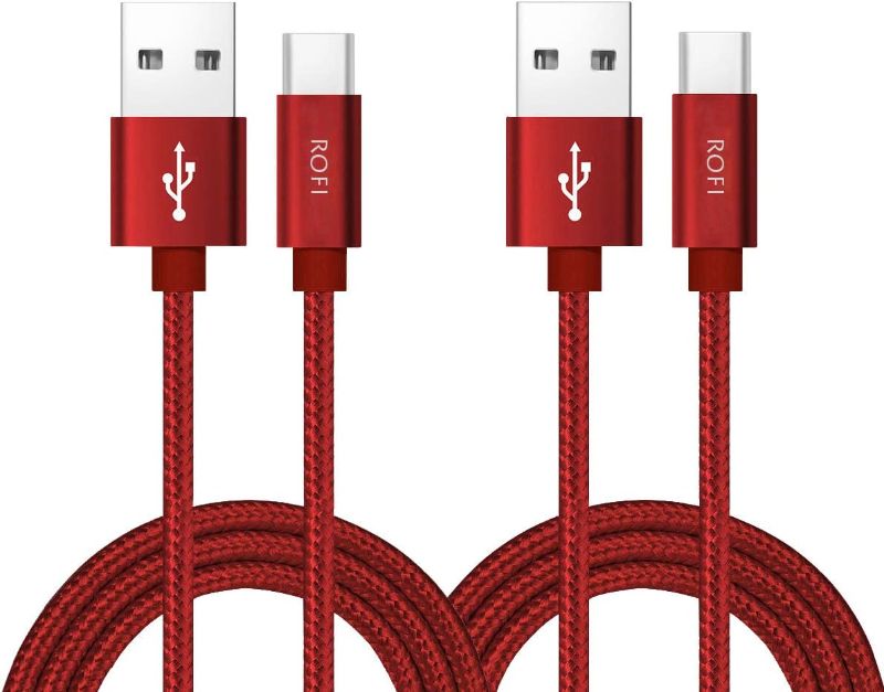 Photo 1 of RoFI USB Type C Cable, [1Pack] 6FT USB C Cable Nylon Braided Fast Charging for Galaxy S10 S9 S8 Plus Note 9 8, Pixel, Moto Z, LG V30 V20 G5, Xperia, Switch and More (Red, 6 FT)
