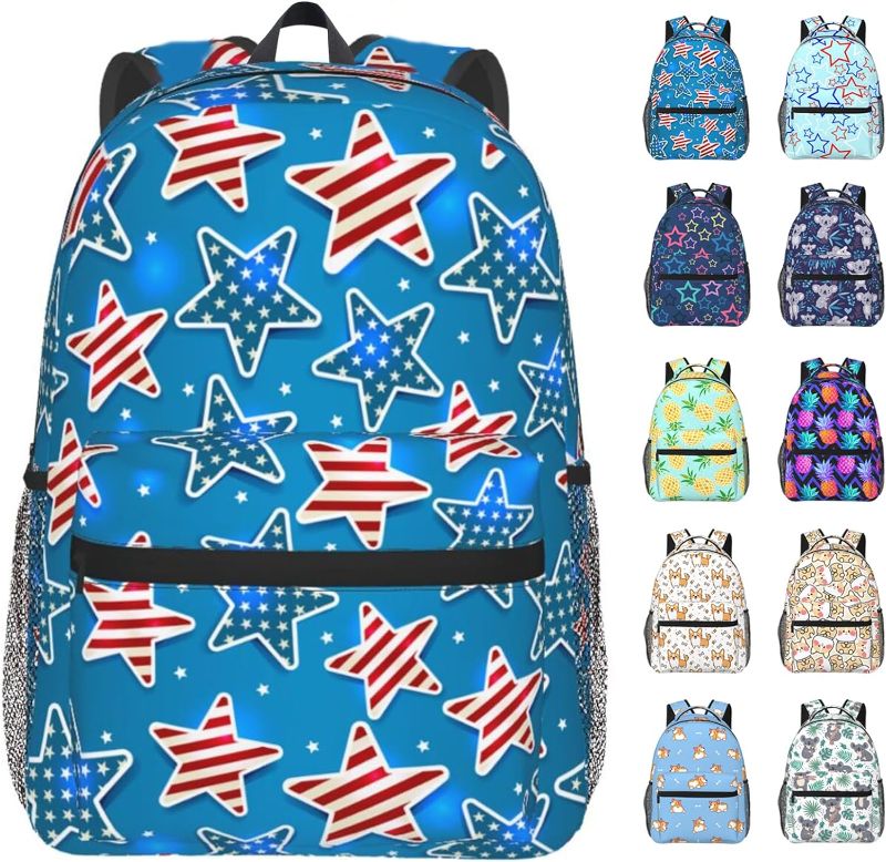 Photo 1 of Ciferfor American Flag Travel Laptop Backpack,Waterproof Blue Backpacks for Women Lightweight Travel Rucksack Casual Daypack Laptop Backpacks for Men
