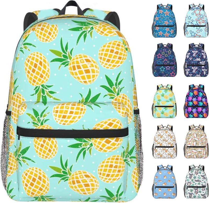 Photo 1 of Ciferfor Tropical Yellow Pineapple Travel Laptop Backpack,Waterproof Blue Backpacks for Women Lightweight Travel Rucksack Casual Daypack Laptop Backpacks for Men
