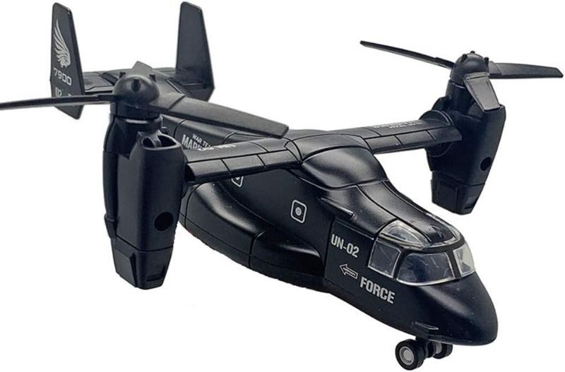 Photo 1 of CORPER TOYS Aircraft Military Helicopter Transport Airplane Fighter Plane Army Air Force Die Cast Pull Back Toy with Lights and Sounds for Kids (Black)