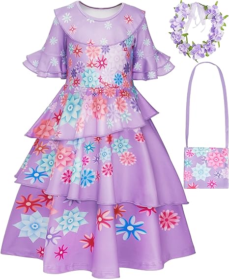 Photo 1 of Bigll Mirabel Dress Encanto for Kids Isabella Costume for Girls Halloween Dress Up with Accessories (110, 4T, 4-5 Years)