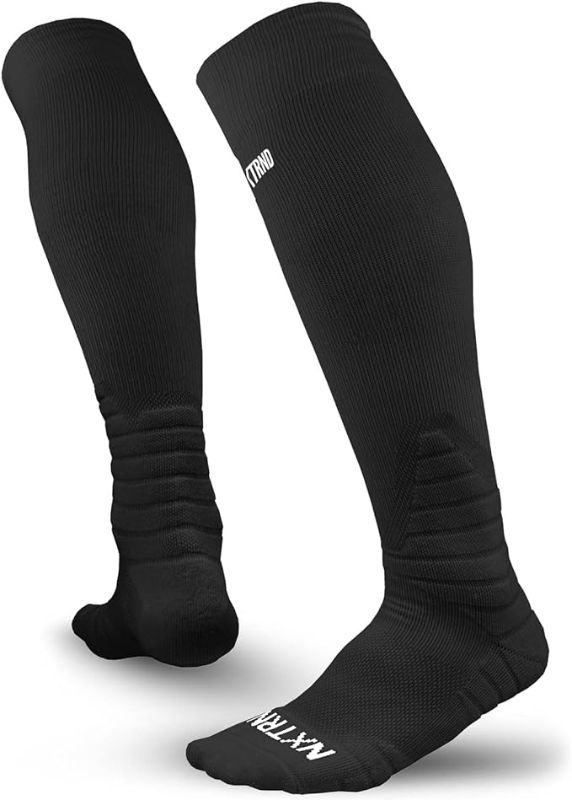 Photo 1 of 2-Pack Nxtrnd Multi-Sport Tube Socks, Baseball Socks, Softball Socks (Black, S/M)
