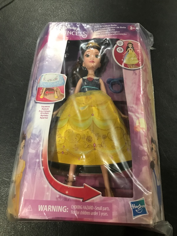 Photo 2 of Disney Princess Spin and Switch Belle, Quick Change Fashion Doll Inspired by The Movie Beauty and The Beast, Toy for Girls 3 Years and Up