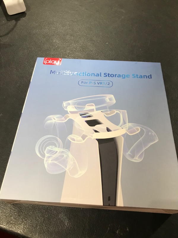 Photo 2 of Dxldfks Headset Stand PS5 VR2 Stand Placed on PS5 Console, Helmet and Handle Storage, Headset Station Compatible with PS5 Playstation Host 