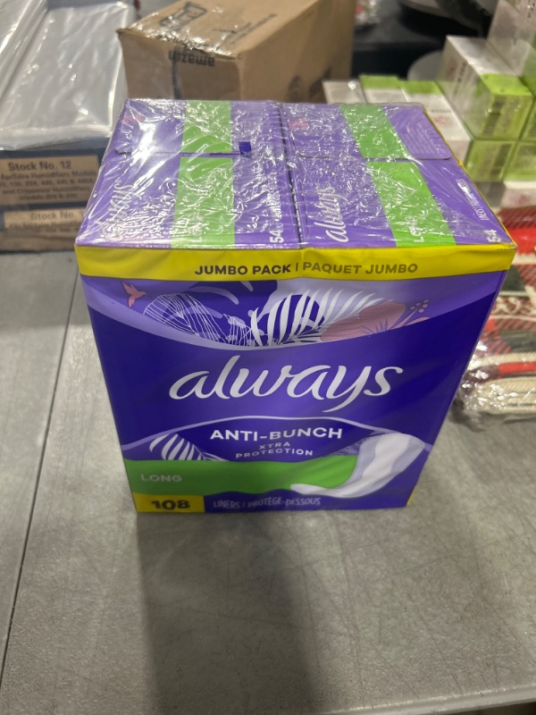 Photo 2 of Always Anti-Bunch Xtra Protection Daily Liners Long Unscented, Anti Bunch Helps You Feel Comfortable, 108 Count Long (108ct)