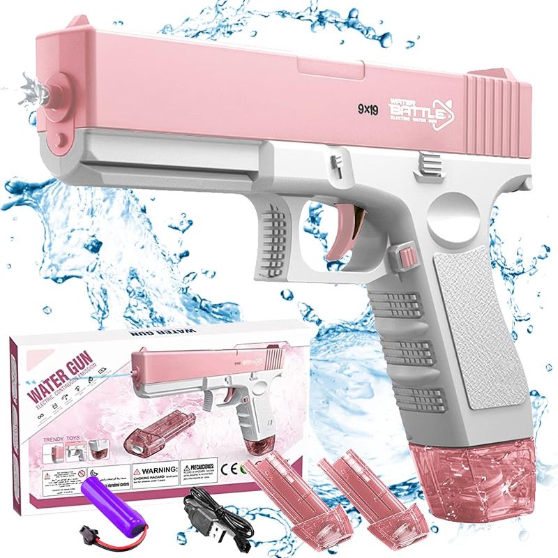 Photo 1 of Electric Water Guns Up to 32 FT Range One-Button Automatic Squirt Guns High Capacity Water Toy Guns 2023 Water Blasters for Kids Adults Boys Girls Summer Swimming Pool Party Beach Outdoor