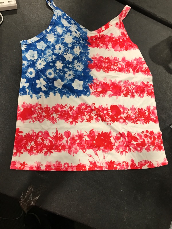 Photo 1 of (M)  Women's American Flag July 4th Tank Top
