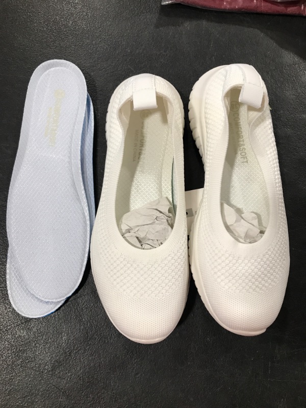 Photo 1 of (7) Women's Shoes -Slip on Ca USual Ballet Flat Walking Comfortable Lightweight Shoes White