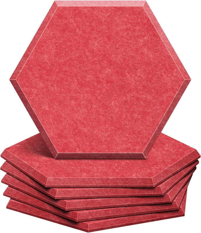 Photo 1 of 12 Pack Sound Proof Padding,Fiber Hexagon (Dark Red)