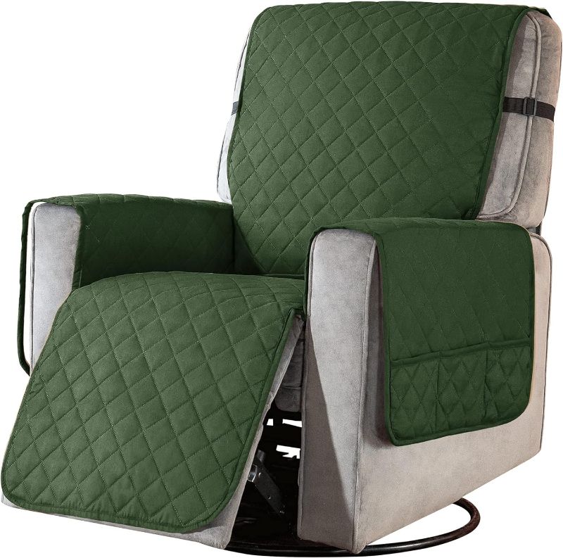 Photo 1 of  Reclining Chair Slipcover Reversible Washable Protector with Elastic Adjustable Straps for Kids Pets Green