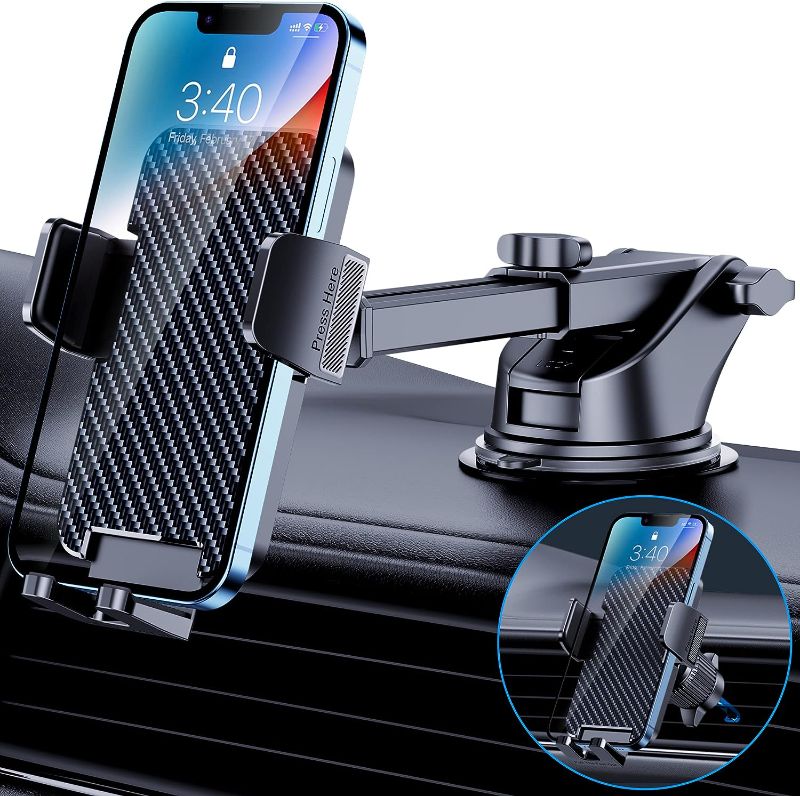 Photo 1 of Car Phone Holder Mount for Car Dashboard Windshield Air Vent Universal Cell Phone Automobile Cradles Hands-Free Phone Stand for Car Fit iPhone Android Smartphones