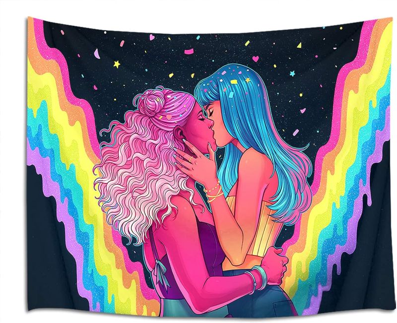 Photo 1 of  Lesbian Tapestry LGBT Girl Pride Love Rainbow Tapestries 