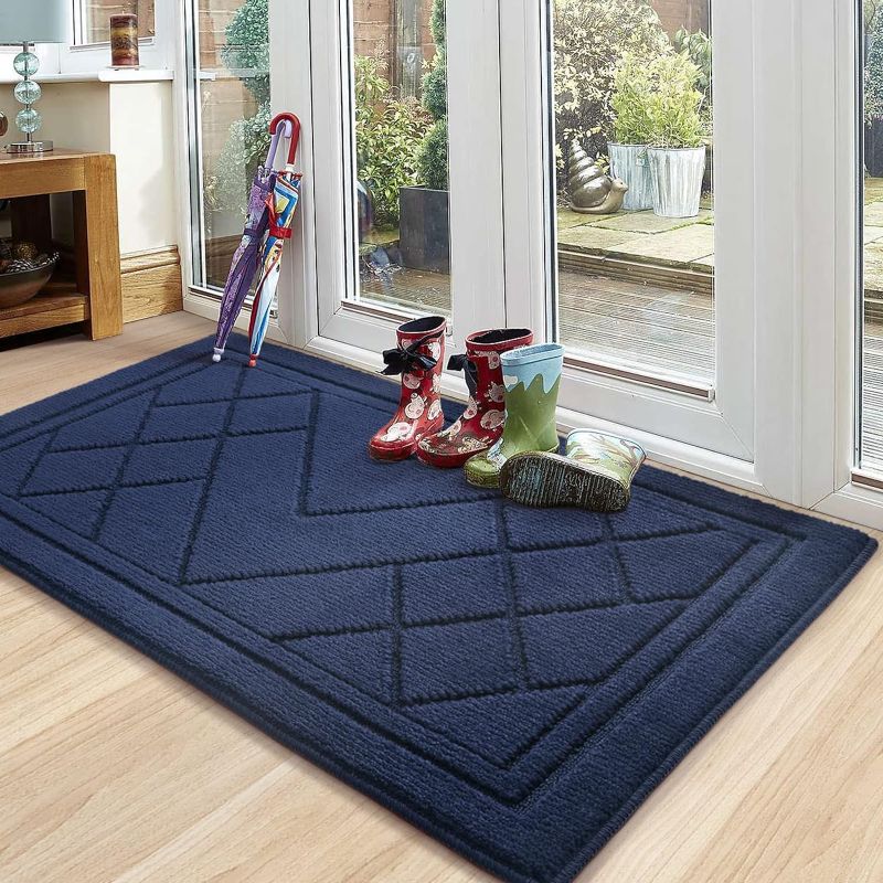 Photo 1 of 24"x47" Entryway Rug Entry Rugs for Inside House, Absorbent Non Slip Front Door Rug Front Door Mat Indoor, Washable Low-Profile Doormat Indoor Entrance (Dark Blue)