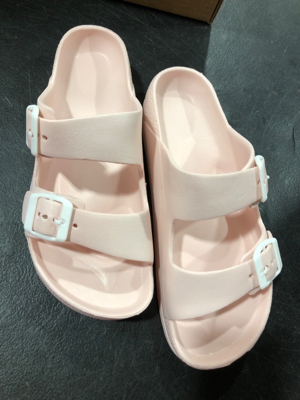 Photo 2 of (7.5) Comfort Slides with Adjustable Double Buckle Footbed Sandals 38