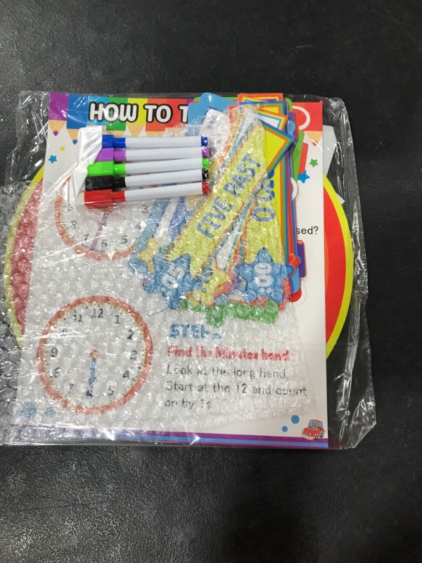 Photo 2 of 2 pack: Seajan 29 Pieces Telling Time Teaching Clock Bulletin Board Cutouts with 5 Colorful Erasable Marker Pen What Time is It Classroom Decorations for Kids Learning to Tell Time Clock Teaching Aid Set