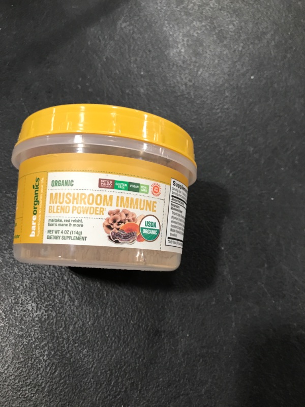 Photo 2 of BareOrganics, Mushroom Immune Blend Powder, Organic Superfood, Vegan Dietary Supplement, 4 Ounces EXP: 10/2023